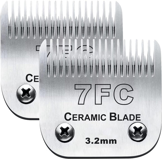 2PC 7FC Blade Dog Grooming Clipper Blade Compatible with Andis Dog Clipper/Oster A5/Wahl KM-10