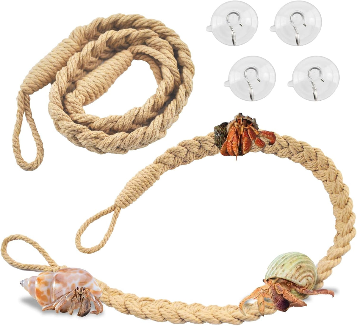 2PCS Hermit Crab Climbing Toys,Hermit Crab Rope Ladder Decor Reptile Hanging Vines Toys Hermit Crab