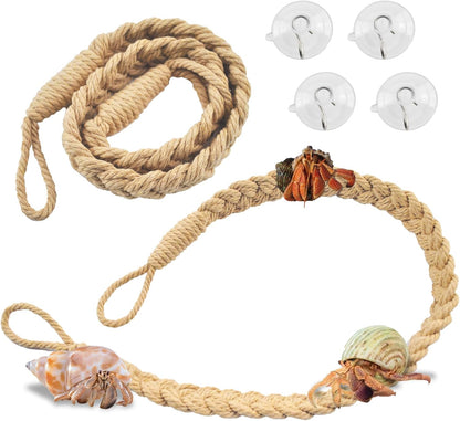 2PCS Hermit Crab Climbing Toys,Hermit Crab Rope Ladder Decor Reptile Hanging Vines Toys Hermit Crab