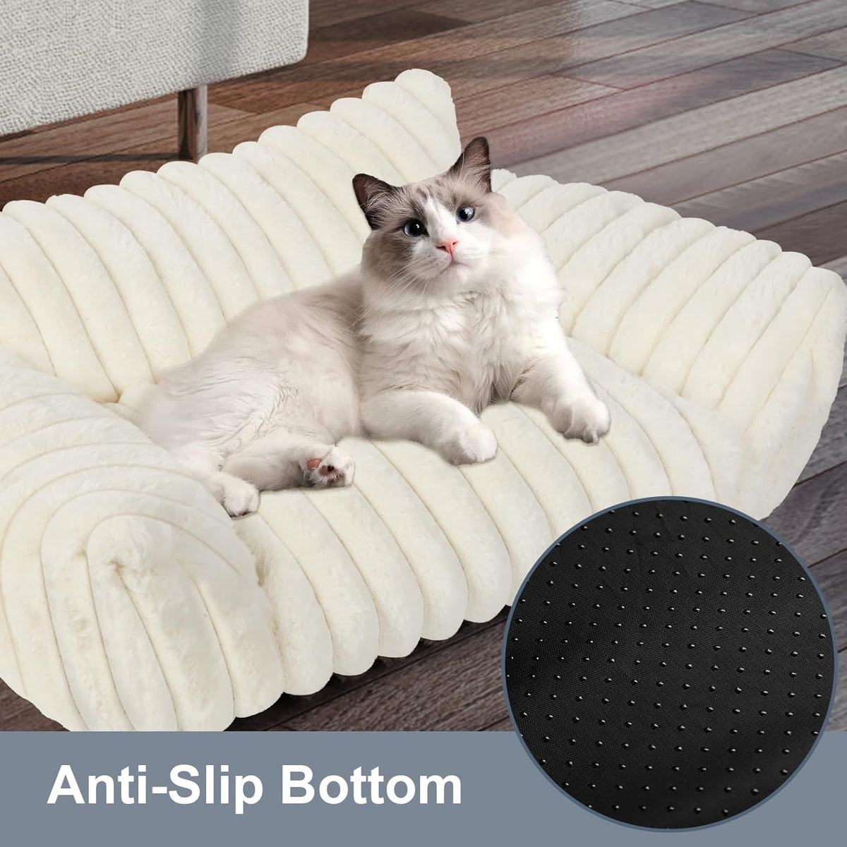Cute Cat Couch Bed for Indoor Cats, Fluffy Pet Cat Sofa with Premium Soft Corduroy Fleece, Cute
