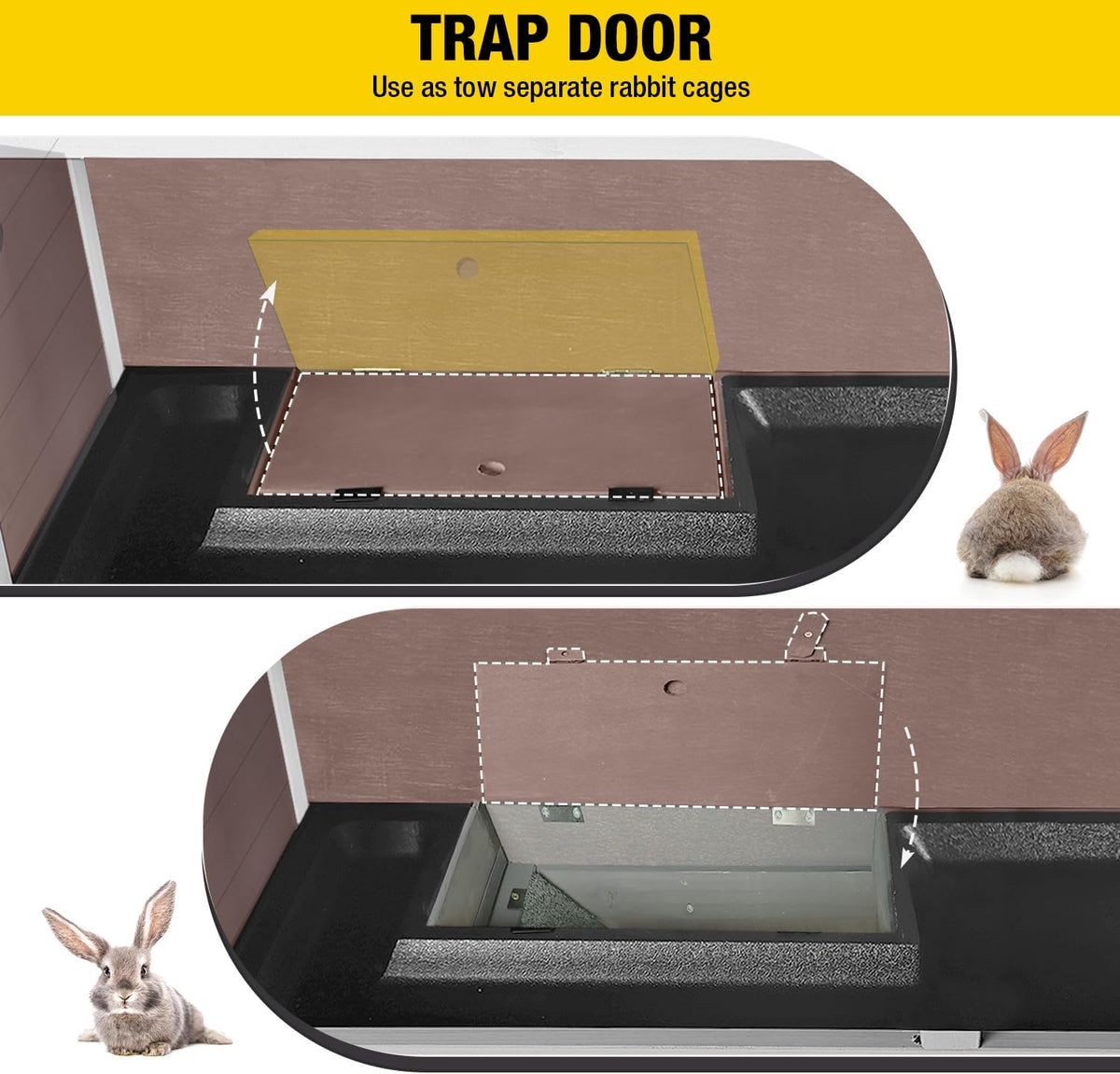 AIVITUVIN Wooden Rabbit Hutch Indoor Outdoor Rabbit Cage with Two Removable Trays Bunny Cage on