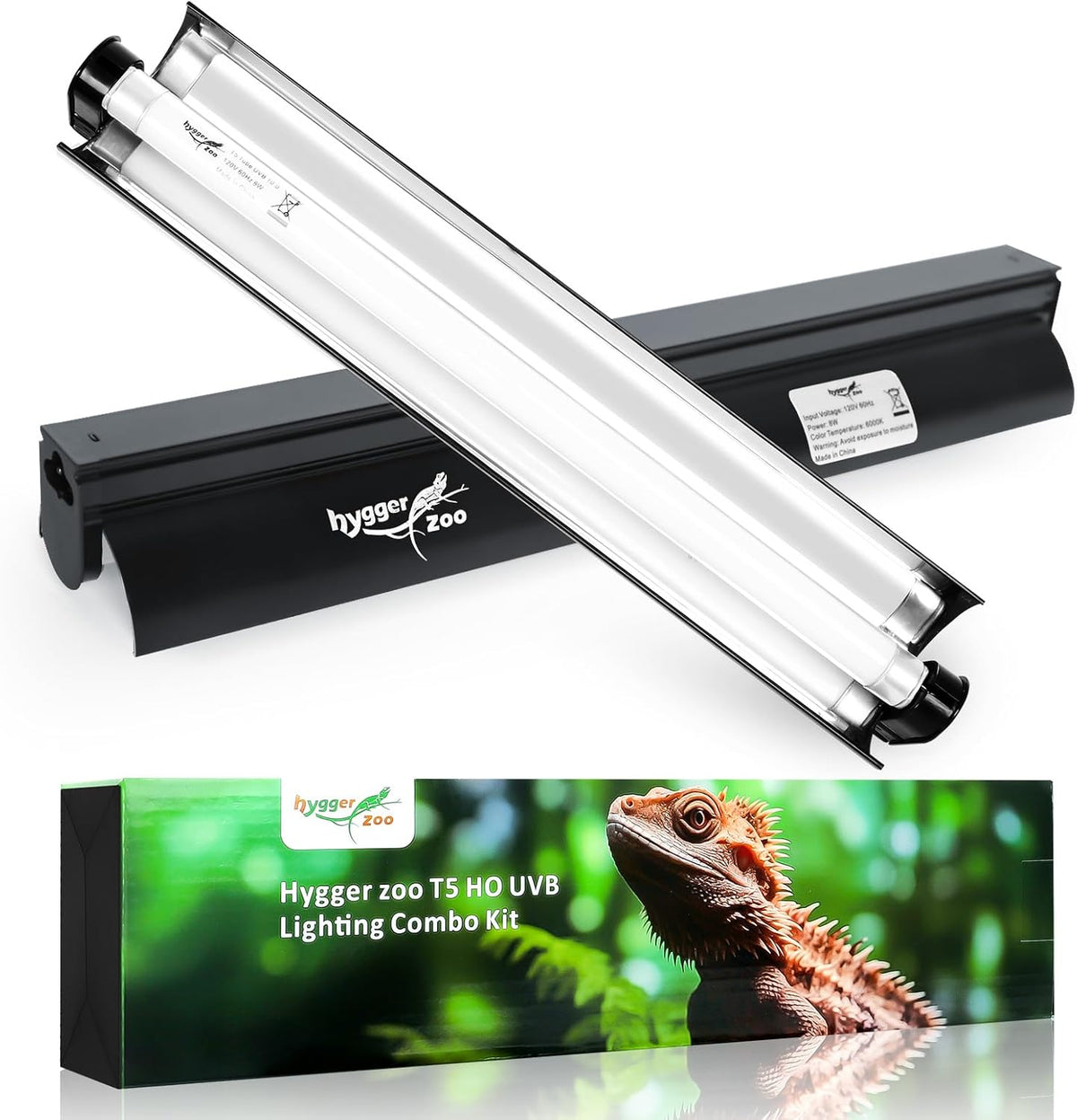 T5 Reptile Light Fixture Combo Kit 8W Light Fixture Reptile Terrarium Hood 10.0 UVB Light Bulb