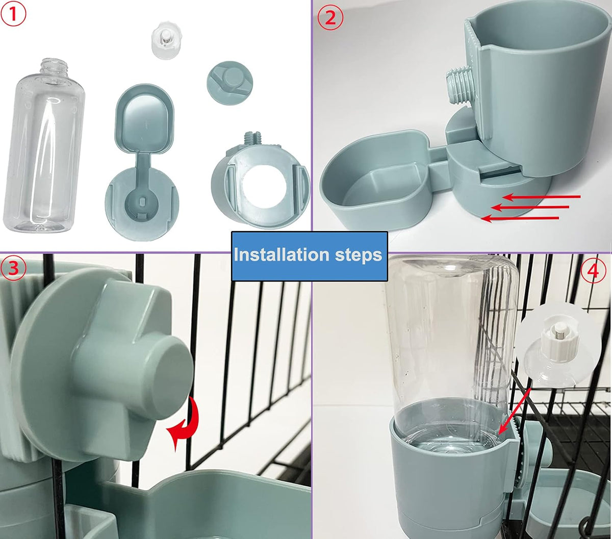 Rabbit Water Bottle 17 OZ Bunny Hanging Water Fountain Automatic Guinea Pig Water Dispenser No Leak