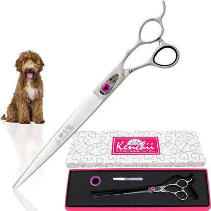 Kenchii Love Dog Grooming Scissors, 9 Inch Straight Shears, Dog Scissors for Grooming, Professional