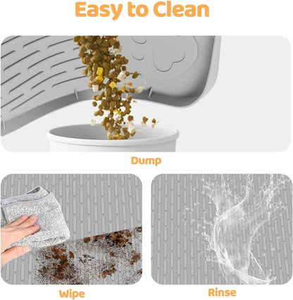 Dog Food Mat, Extra Large 50" x 35" Silicone Pet Feeding Mat with Raised Edge Pet Placemat for