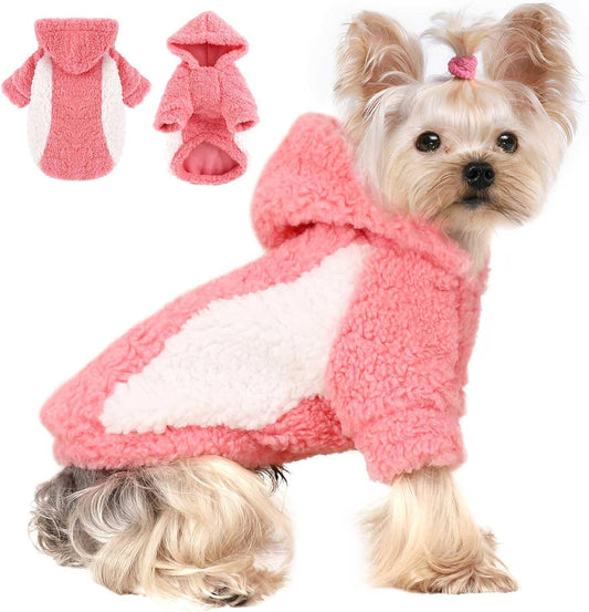 YIKEYO Dog Hoodie Pet Clothes Sweater with Hat Soft and Warm Cold Weather for Small Patchwork