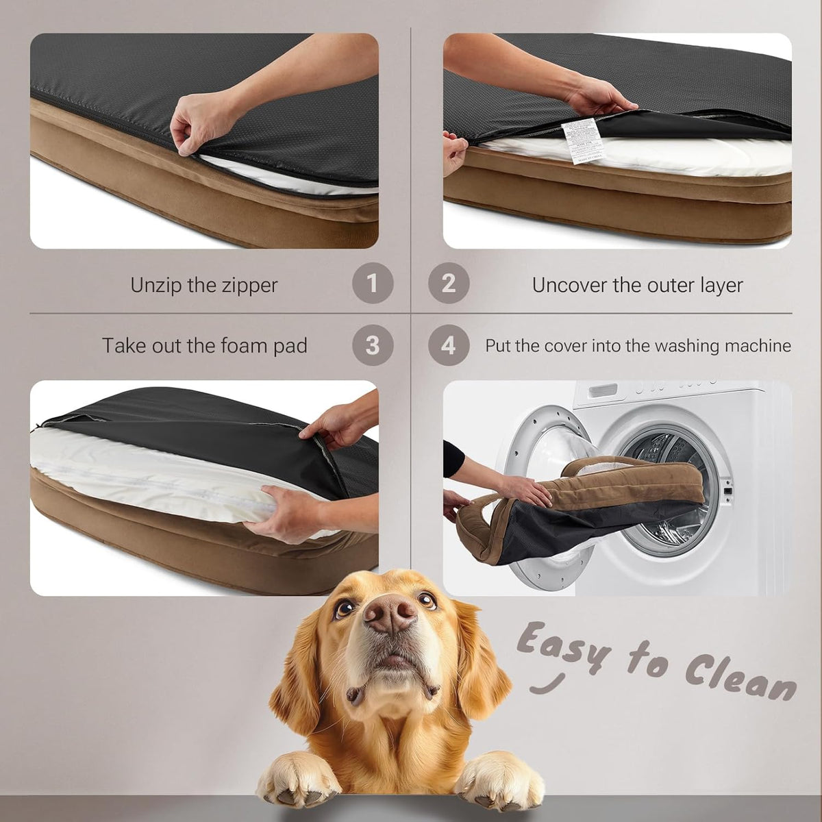 Soft Touch Orthopedic XL Dog Bed for Large Dogs with Faux Fur Top, Waterproof Pet Couch Bed with