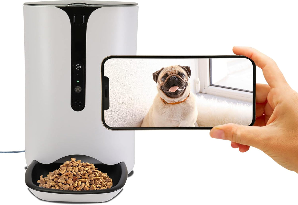 Lentek Smart Pet Feeder - Auto Dry Feeding Dispenser for Cat & Dogs with 720p HD Camera & Timer