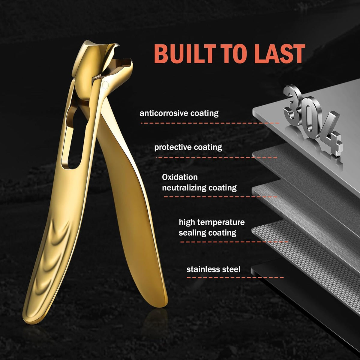 BEZOX Ergonomic Angled Head Thick Toenail Clipper for Seniors - Large Nail Clippers for Thick and
