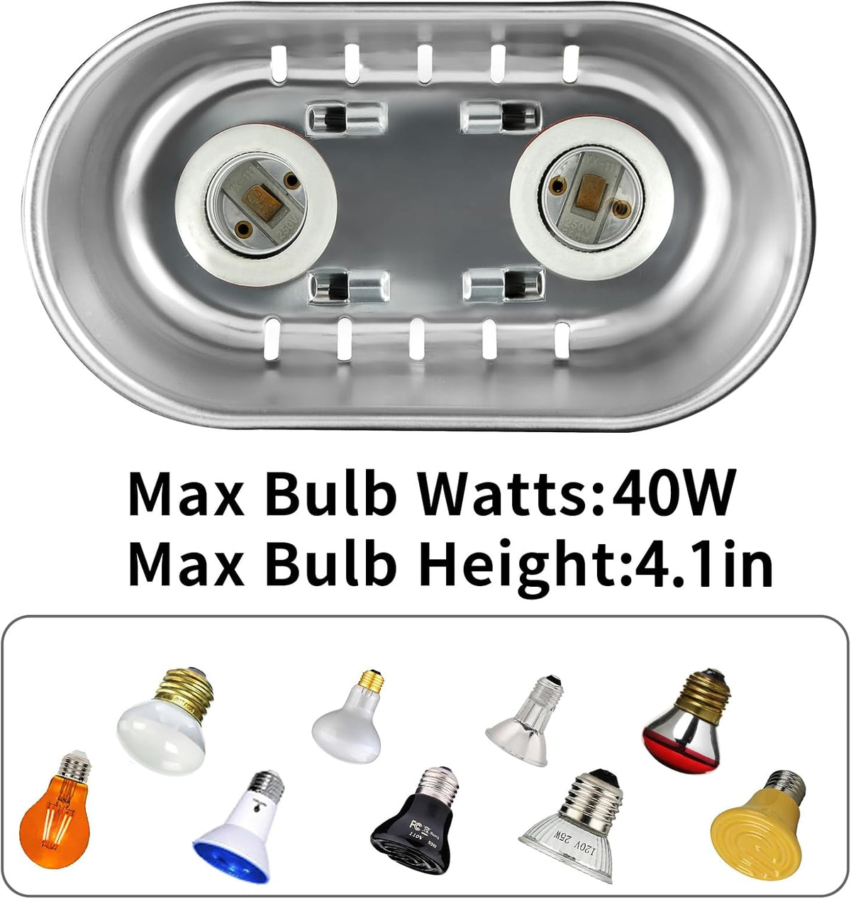 Nano Reptile Heat Lamp Max 40W Dual Reptile Light Fixture with Two Independent Switches, UVB Light