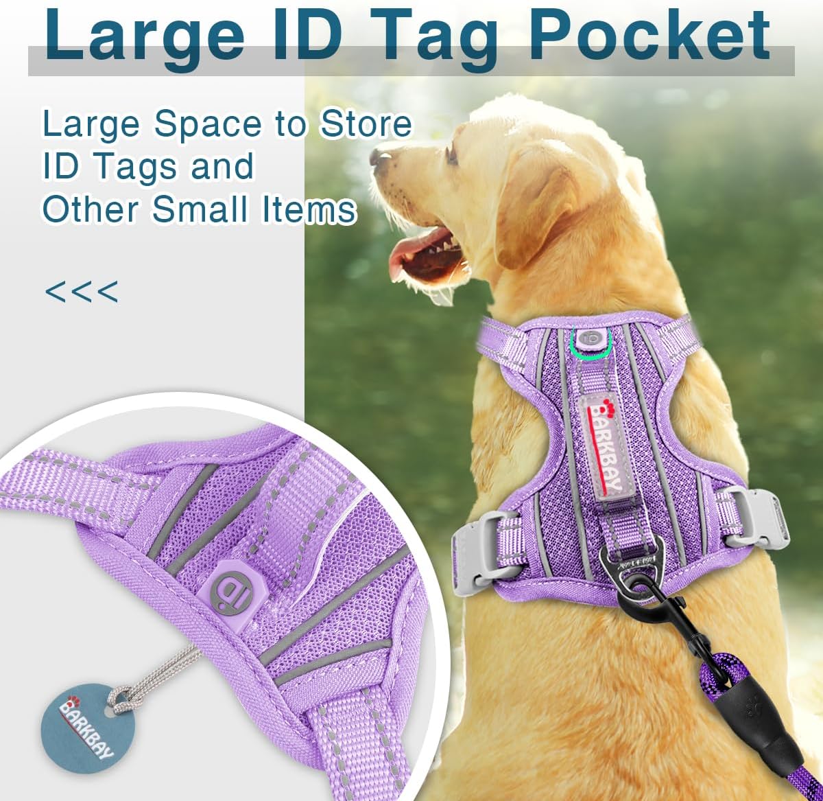 BARKBAY Dog Harness No Pull with ID Tag Pocket - Heavy Duty, Reflective, Easy Control for Large
