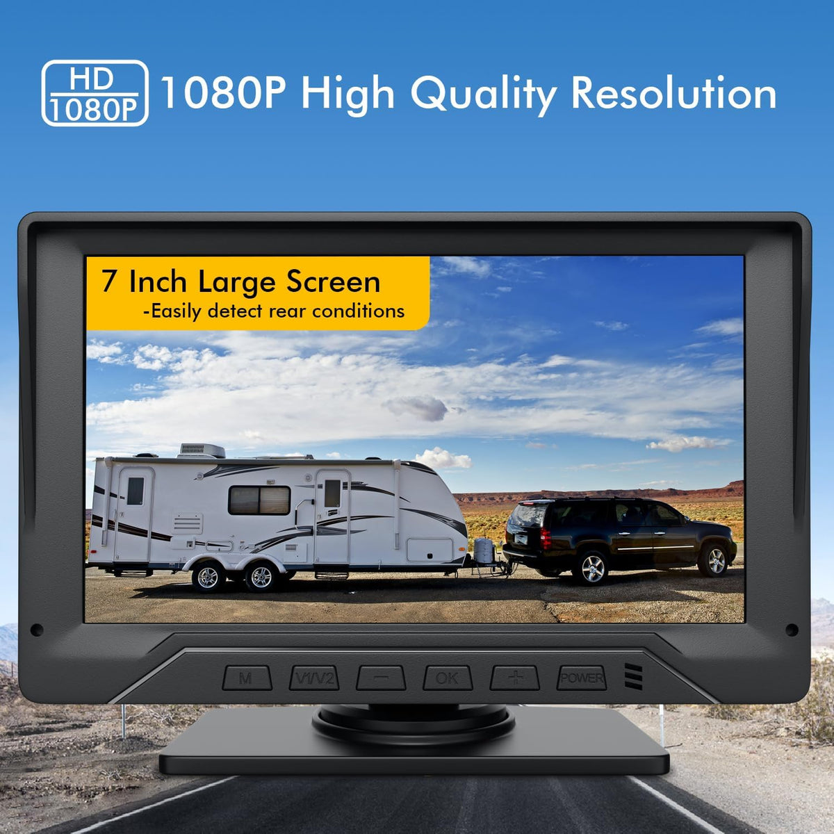 RV Backup Camera Plug and Play, 7'' Backup Camera for Truck Trailer, No Delay, 1080P HD, 2