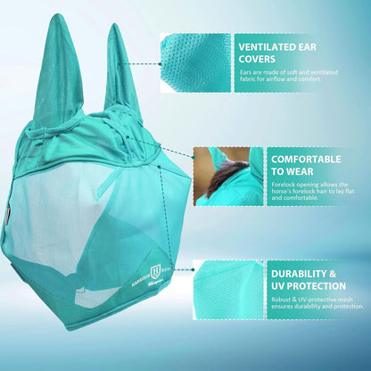 Harrison Howard UV-proof Multi-Function Fabrics Thick Fleece Padding Horse Fly Mask Half Face with