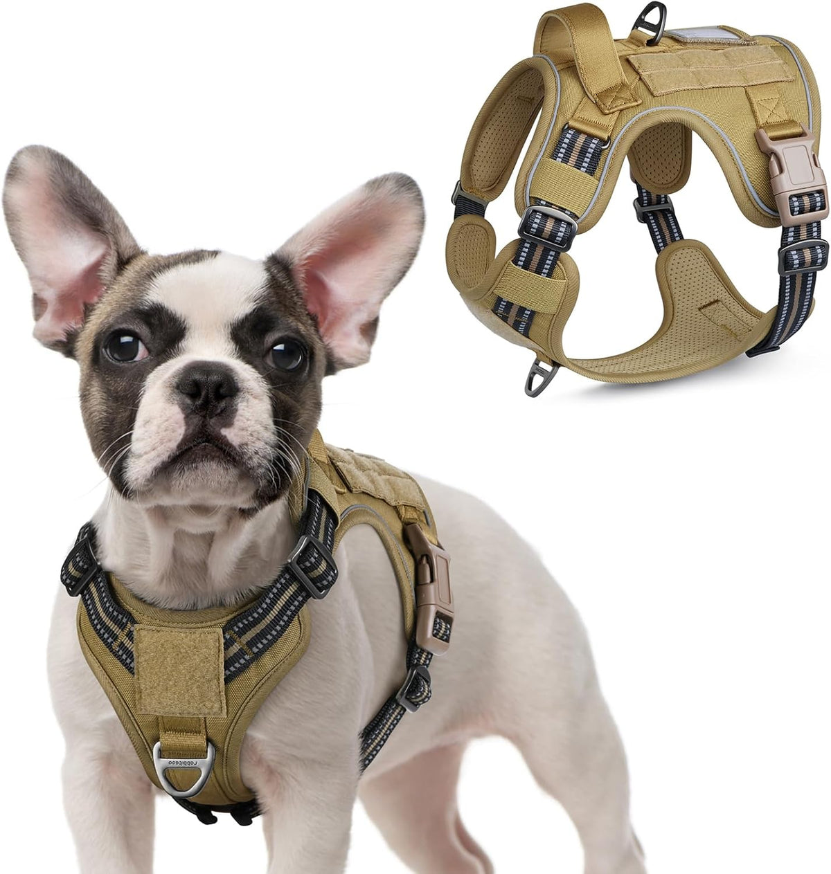 rabbitgoo Tactical Dog Harness for Small Dogs, No Pull Military Service Vest with Handle & Molle