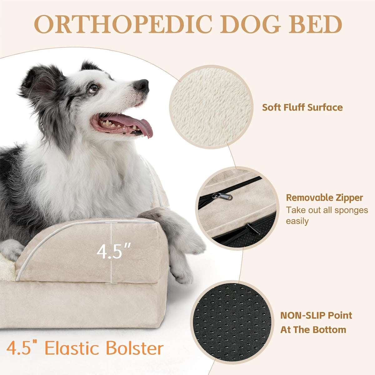 Comfort Expression Waterproof Dog Beds for Large Breed Dogs, Large Dog Beds Orthopedic Foam, Comfy