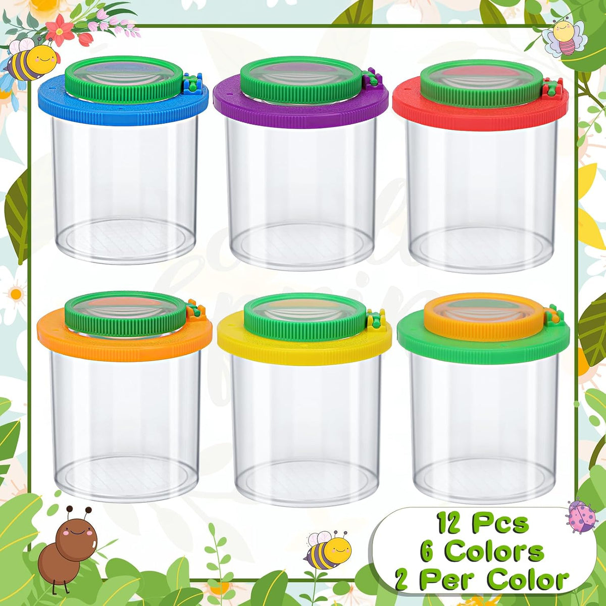 Coopay 12 Pieces Magnifying Insect Box Bug Viewer Critter Insect Cage Bug Magnifier Container Bug