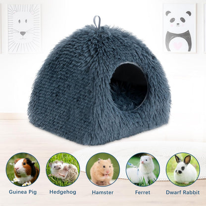 YUEPET Guinea Pig Bed Plush Calming Hideout, Warm Rabbit Hide for Hamsters Hedgehogs Ferrets Dwarf