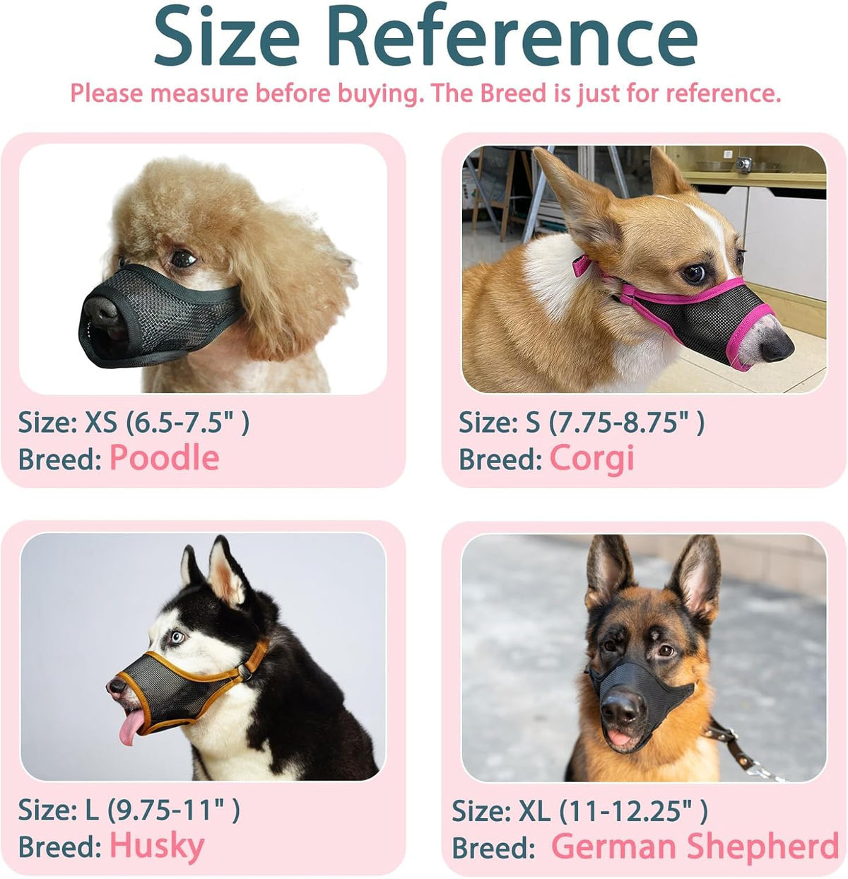 LUCKYPAW Dog Muzzle, Mesh Muzzle for Large Medium Small Dogs, Soft Mouth Guard for Biting Chewing