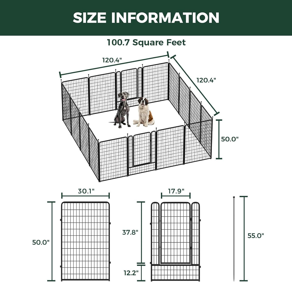 FXW Rollick Unleashed Dog Playpen for Indoor, Yard, RV Camping, 50 inch 16 Panels for Large Dogs