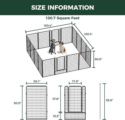 FXW Rollick Unleashed Dog Playpen for Indoor, Yard, RV Camping, 50 inch 16 Panels for Large Dogs
