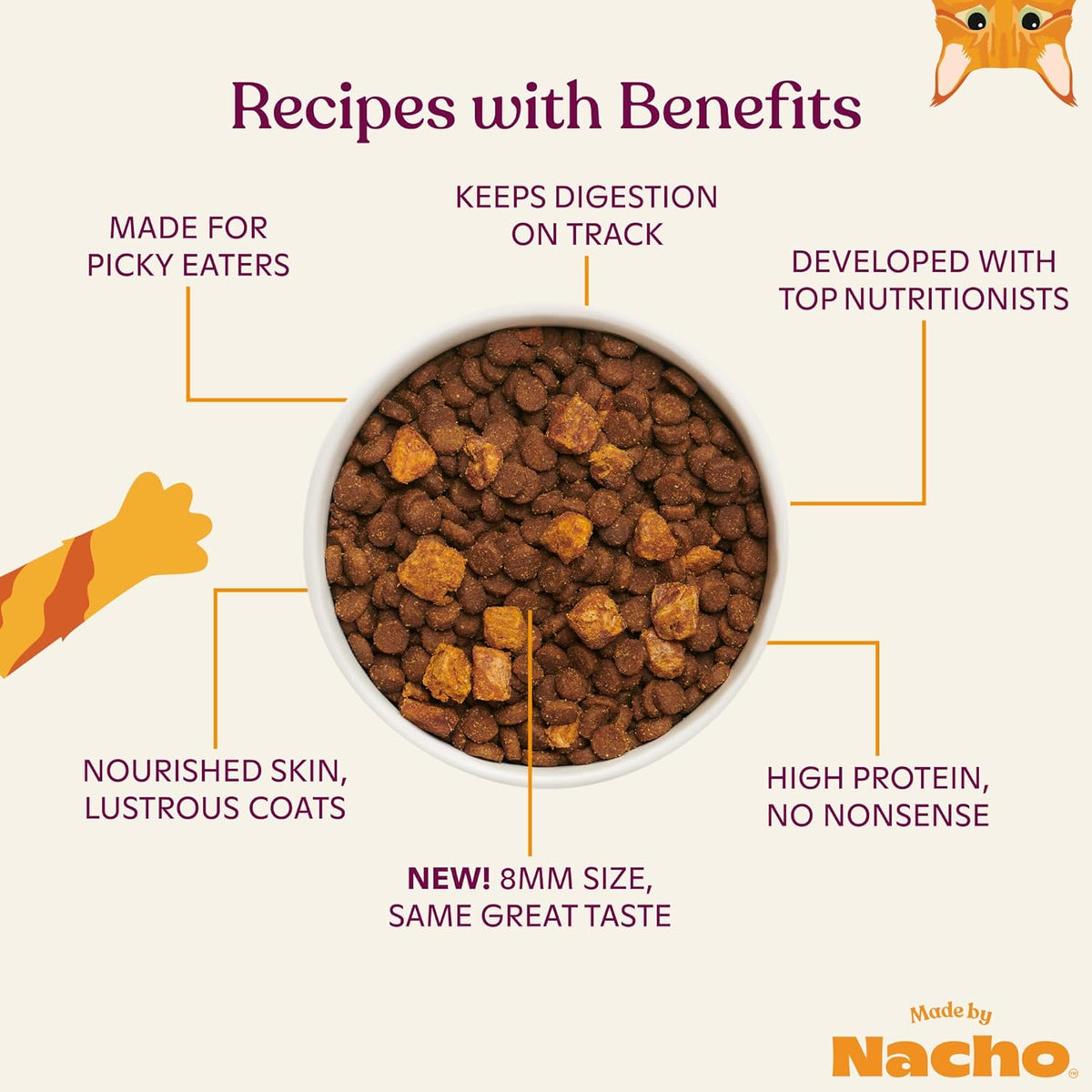 Made by Nacho Dry Cat Kibble 4lb Bag, High Protein Premium Cat Food with Freeze Dried Pieces