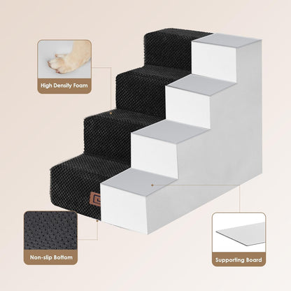 EHEYCIGA Dog Stairs for Bed 18" H, 4-Step Dog Steps for High Bed, Pet Steps for Small Dogs and