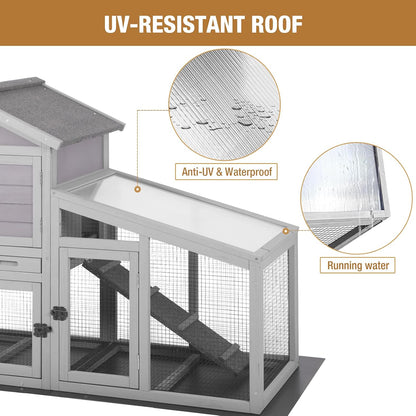 GUTINNEEN Rabbit Hutch for Outdoor Indoor Use, Bunny Cage with PVC Layer and Bottom Wire Netting