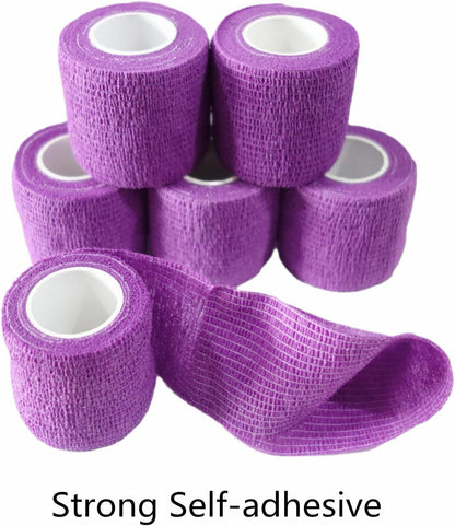 6 Pack 2" x 5 Yards Self Adhesive Bandage Wrap Breathable Cohesive Vet Wrap for Pets, Elastic