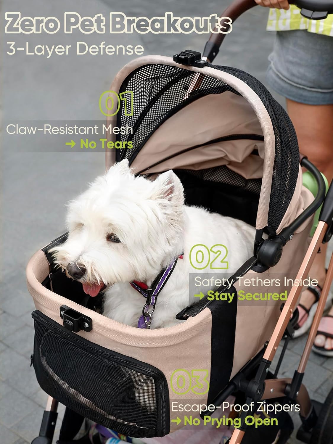 Dog Stroller, Cat Strollers, 5-in-1 Pet Stroller with Detachable Waterproof Carrier for