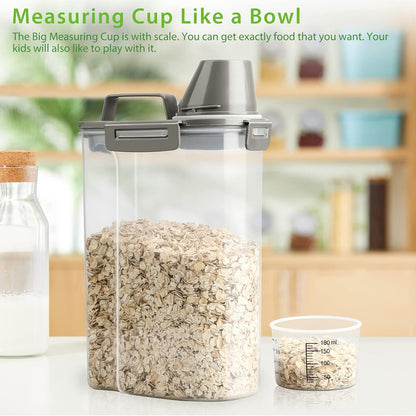 Rice Airtight Storage Container, 3 to 5Lbs Cereal Dry Food Flour Bin, Pet Dog Cat Food Dispenser