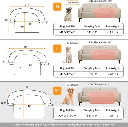 GGIB Calming Dog Bed Fluffy Plush Dog Mat for Furniture Protector with Removable Washable Cover for