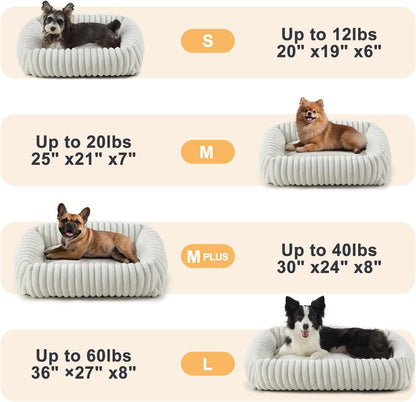 Dog Beds for Small Dogs, Washable Dog Bed with Removable Cover, Rectangle Soft Calming Sleeping