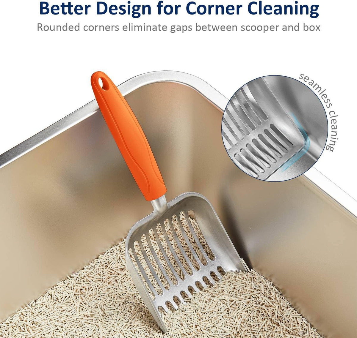 WePet Cat Litter Scoop, Aluminum Alloy Sifter, Kitty Metal Scooper, Deep Shovel, Long Handle, Poop