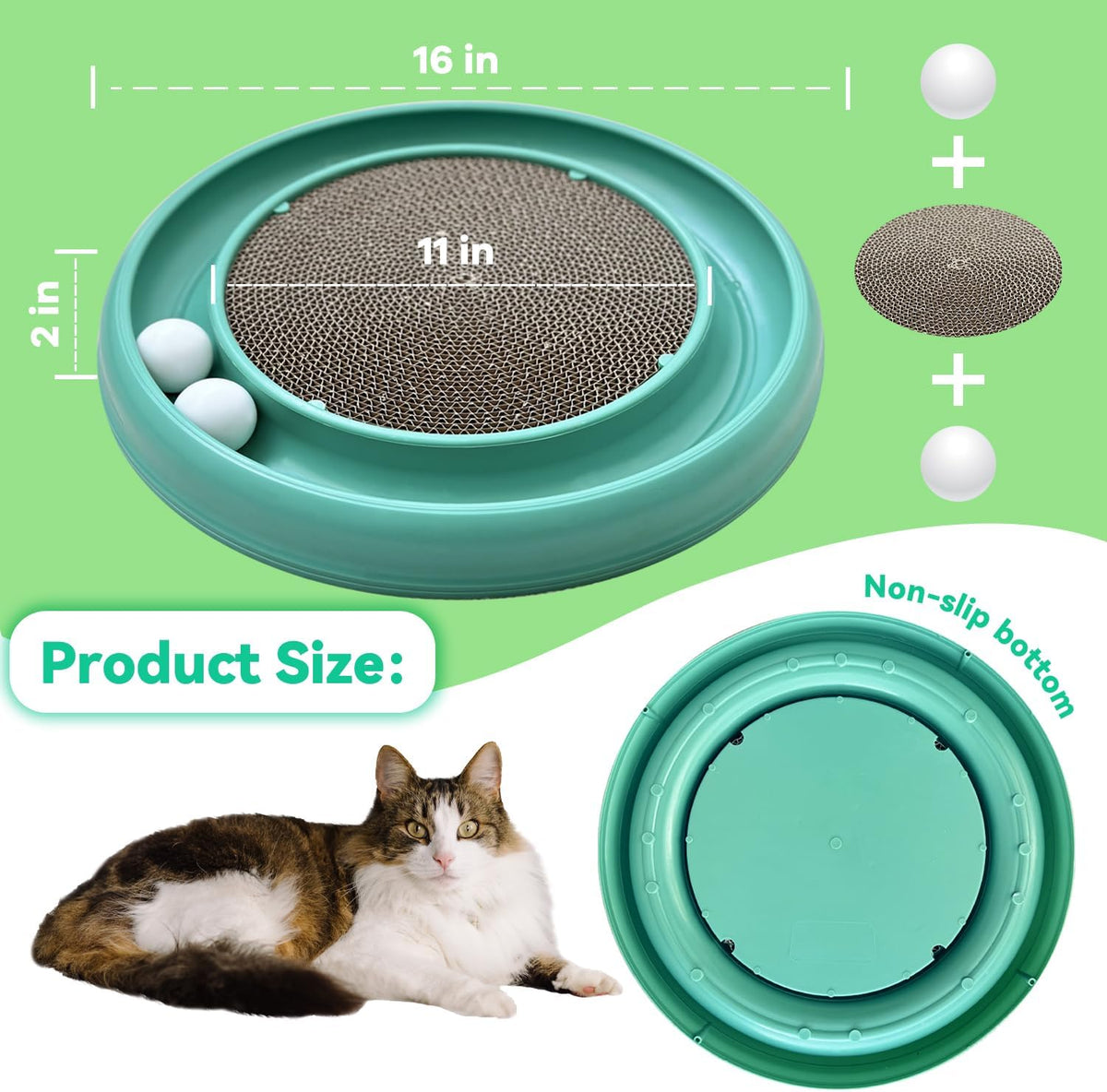 Interactive Cat Ball Track Toy for Indoor Cats, Cat Scratching Board & Exercise Set for Bored