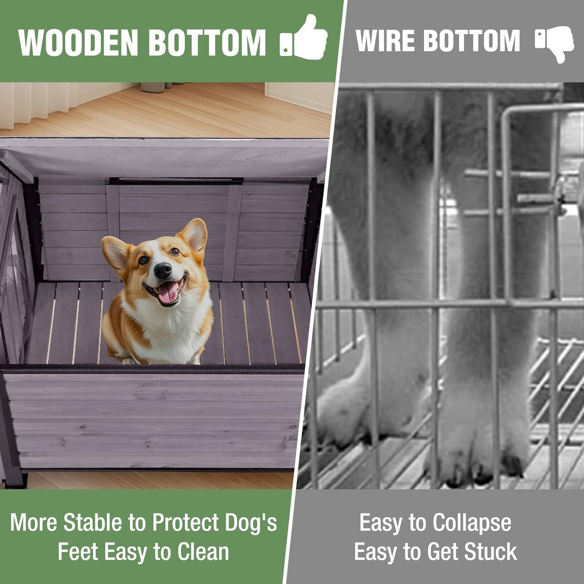 Dog House Outdoor with Anti-Chewing Iron Frame, Weatherproof Dog Kennel for Small Medium Large Dogs