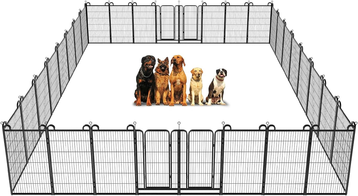 Dog Playpen Outdoor 32 Panels Heavy Duty Dog Fence 47" Height Anti-Rust with Doors Portable for RV