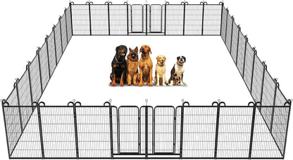 Dog Playpen Outdoor 32 Panels Heavy Duty Dog Fence 47" Height Anti-Rust with Doors Portable for RV