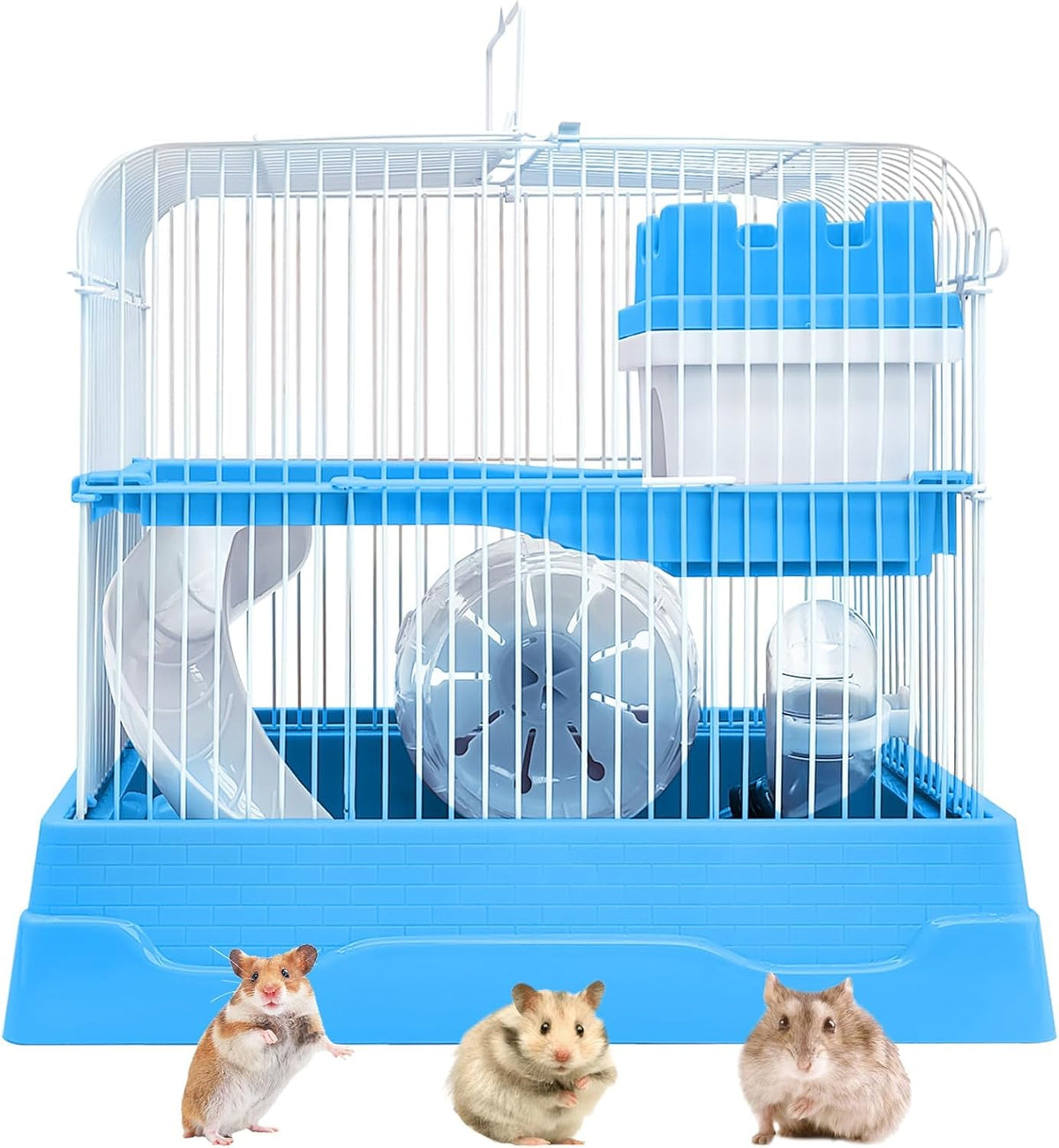 PINVNBY 2-Tier Dwarf Hamster Cage, Travel Portable Mouse Cage Gerbil Cages and Habitats Small