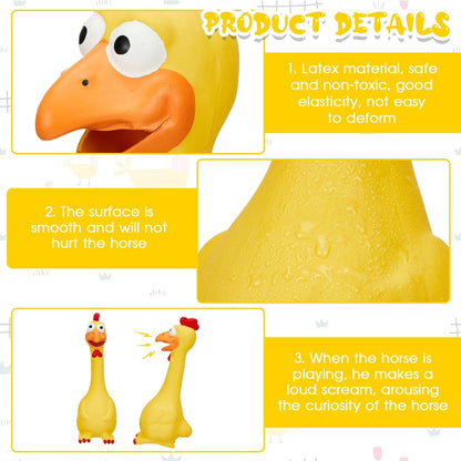 Hungdao 1 Pcs Horse Toys Latex Squeaky Squeeze Chicken Squeak Turkey Balls for Play Fake Screaming
