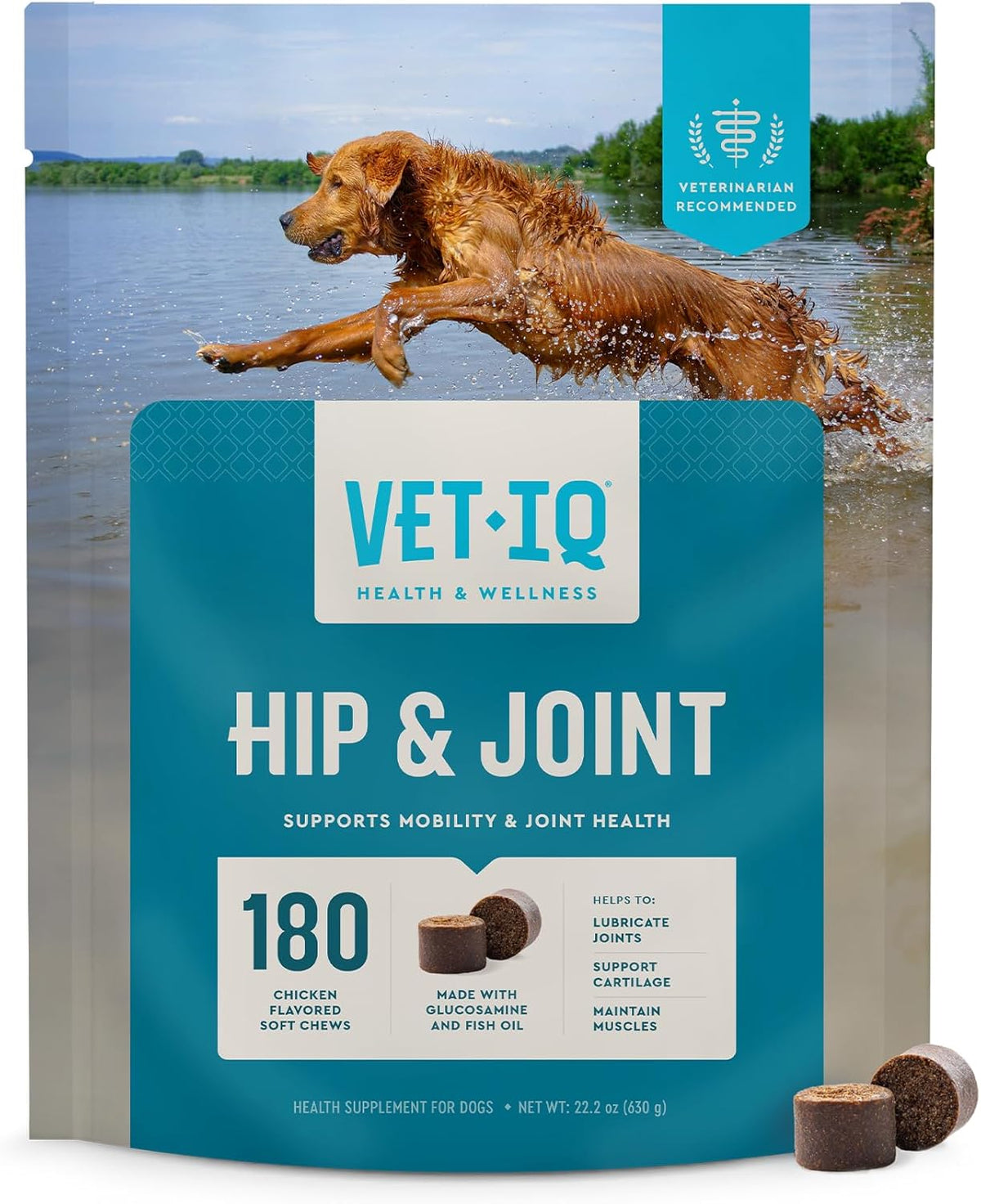 VetIQ Glucosamine Hip & Joint Supplement for Dogs, 180 Soft Chews, Dog Joint Support Supplement