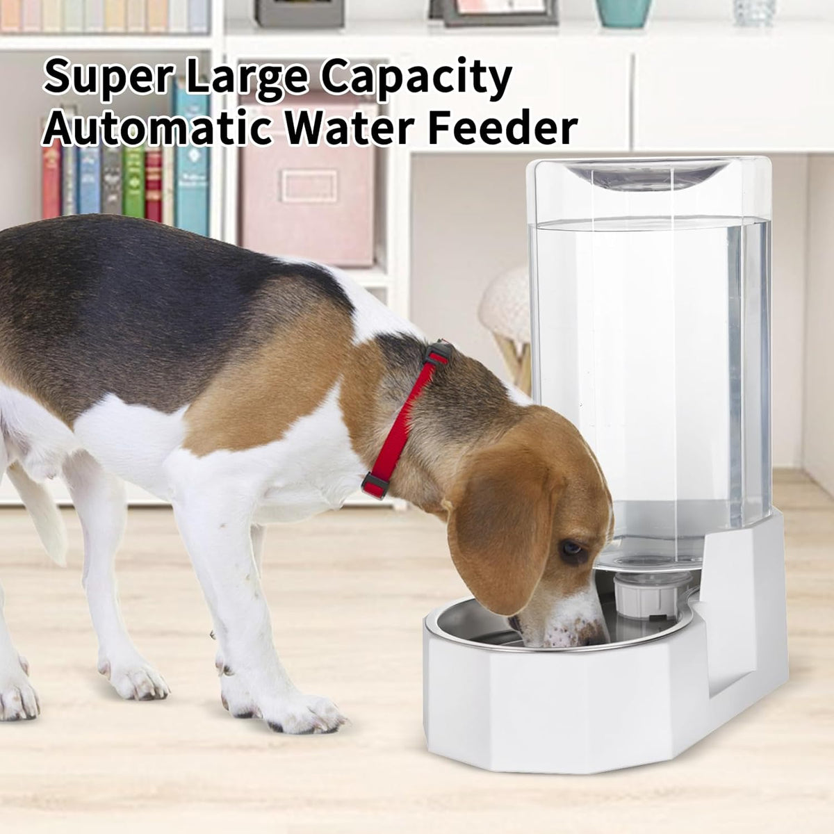 Sfozstra Large Dog Water Dispenser: 8L Automatic White Water Feeder with Stainless Steel Bowl