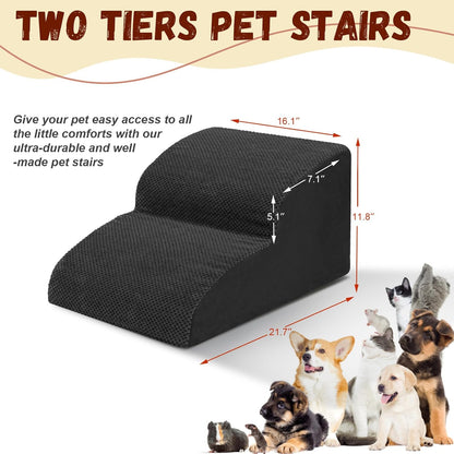Dog Stairs for Small Dogs - High Density Foam Pet Steps, Extra Wide Dog Ramp with Non-Slip Bottom