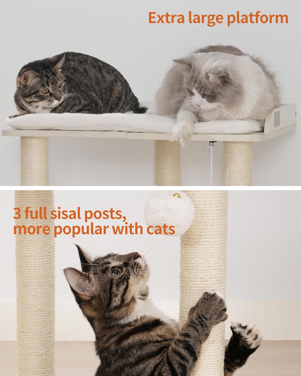 FourFurPets 26.7in Large Cat Tree Tower Condo, Cat Scratch Posts for Indoor Cats, Big Plate, Three