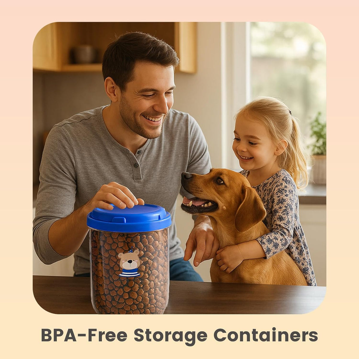 3PCS Dog Food Storage Container Set – Airtight Dog Food Container, Transparent Pet Food Storage