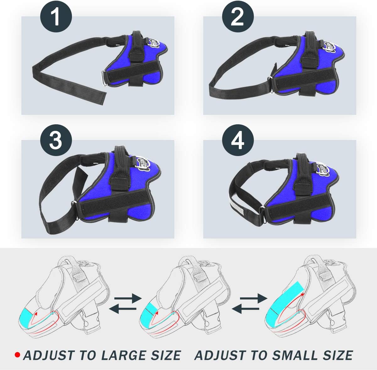 Bolux Dog Harness, No-Pull Reflective Dog Vest, Breathable Adjustable Pet Harness with Handle for