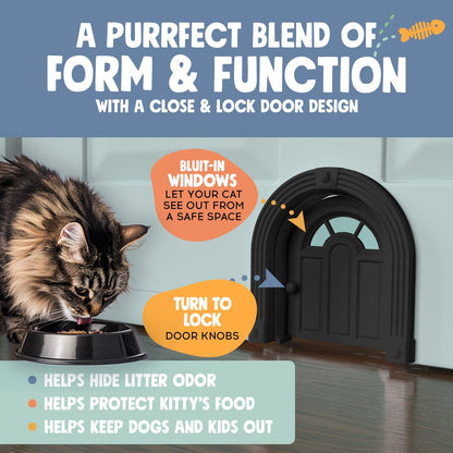 Meow Manor® Cat Door Interior Door - No-Flap, Interior Cat Door for Cats Up to 20 lbs, Easy DIY