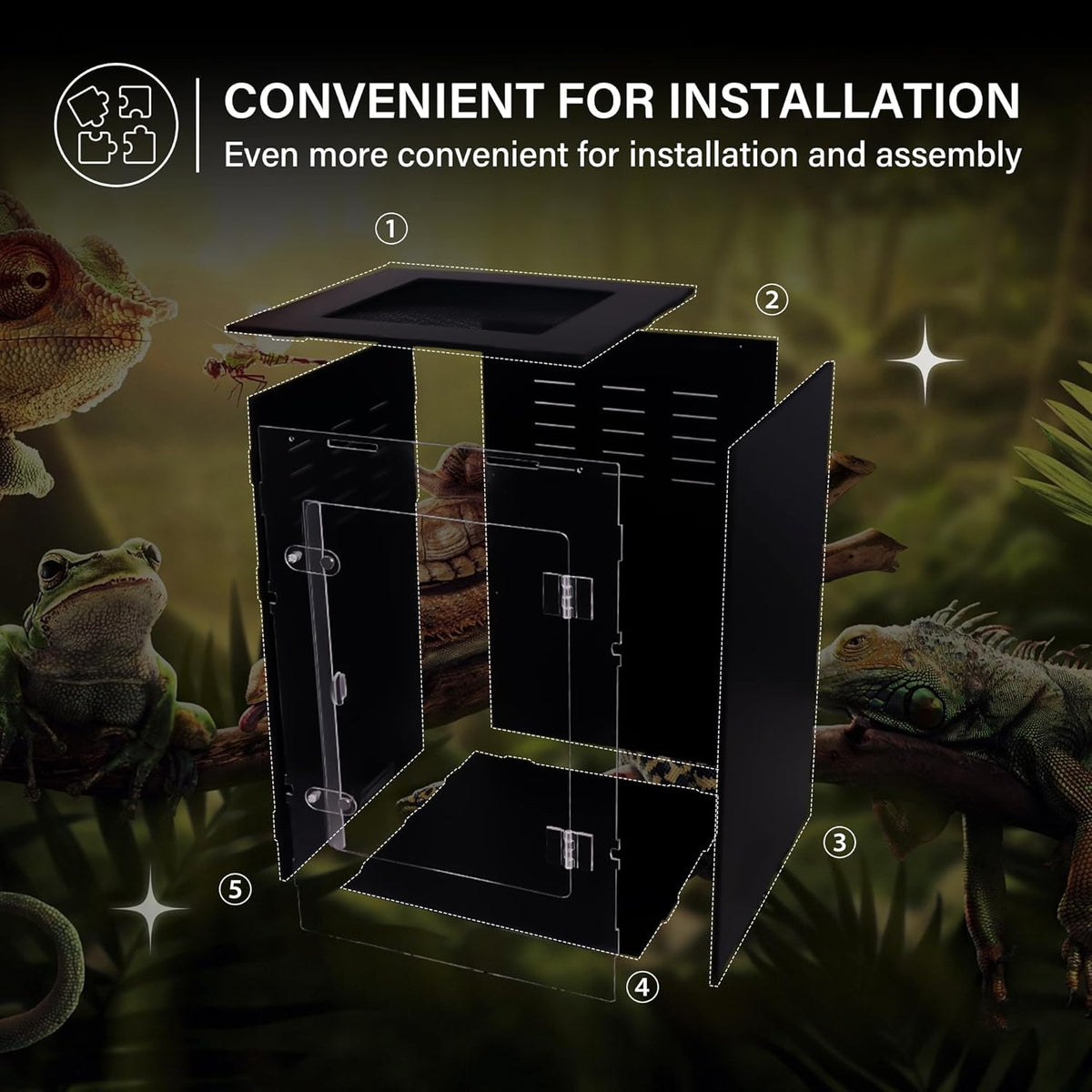 Reptile Enclosure for Crested Gecko – 12x12x18 Acrylic Reptile Tank for Gecko, Snake, and Lizard