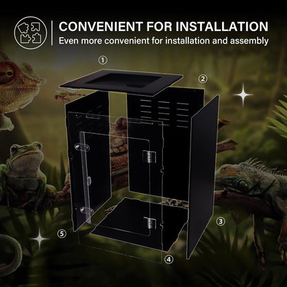 Reptile Enclosure for Crested Gecko – 12x12x18 Acrylic Reptile Tank for Gecko, Snake, and Lizard