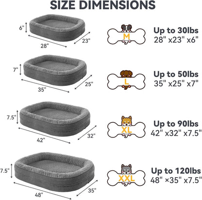 JOEJOY Orthopedic Dog Bed for Medium Dogs, Egg-Crate Memory Foam Pet Bed with Bolster Sides