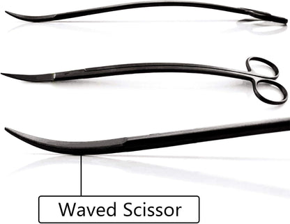 Aquascaping Tools 7 in 1 Kit Aquarium Plant Scissors Tools Set Curved & Waved Scissor Tweezers